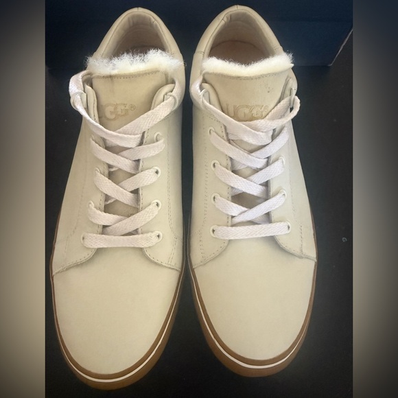 UGG Men's Brock Luxe White Cream Leather Sneakers with Gum Rubber Sole size 10 - Picture 3 of 12